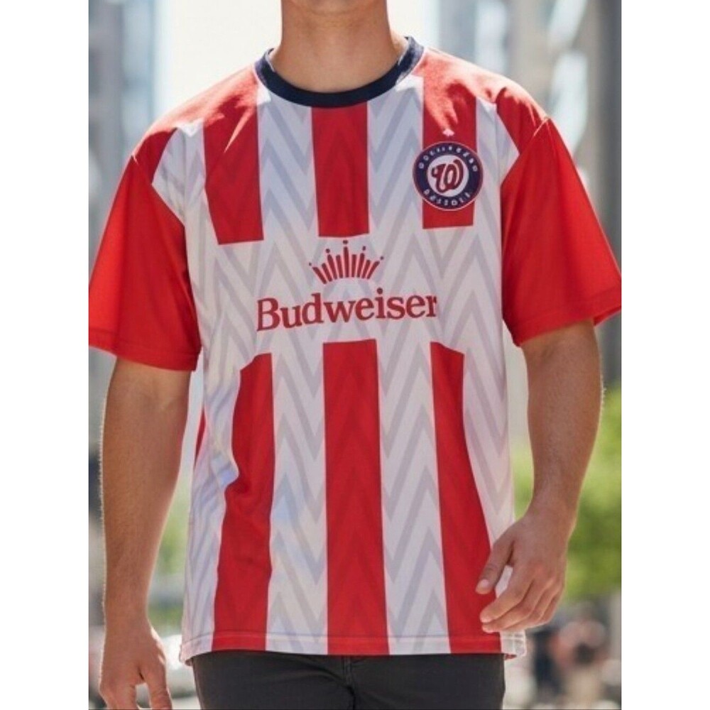 Washington Nationals MLB Budweiser Soccer Style Jersey Red White Medium
